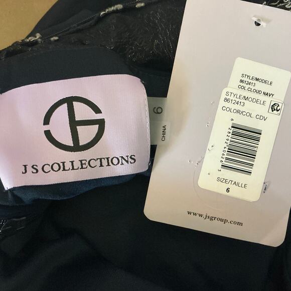 JS Collections Embroidered Chiffon Evening Gown Blue Size 6 Formal Dress - Picture 10 of 12